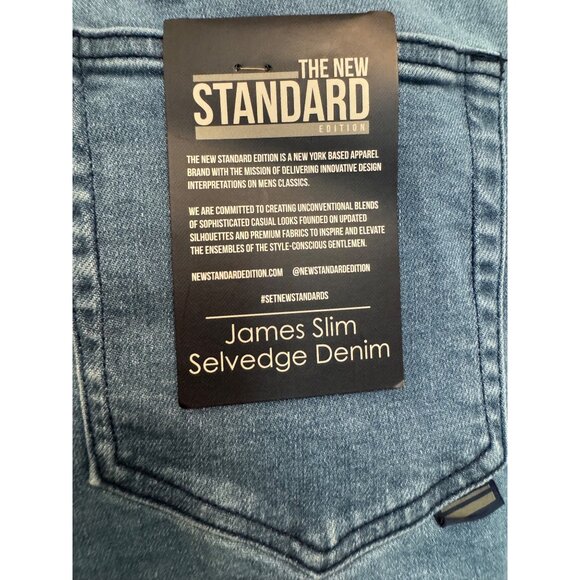 The New Standard Slim Selvedge Denim Jeans Size 32 Button-Fly Distressed Light W - Picture 6 of 9